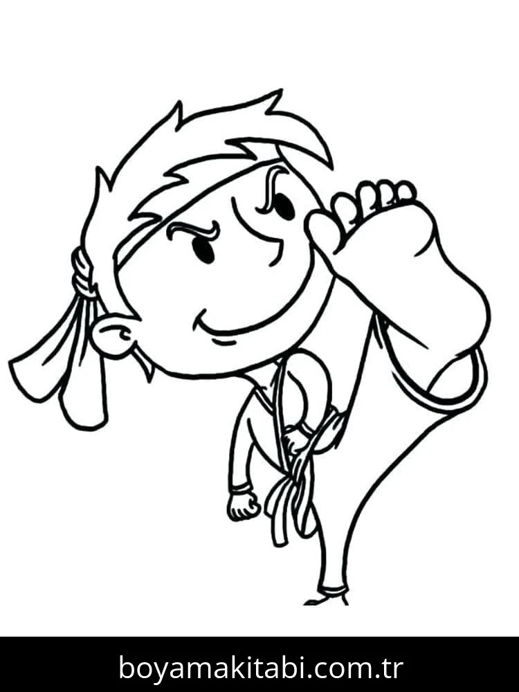 Karate boyama sayfası – basit çizim, kolay boyama