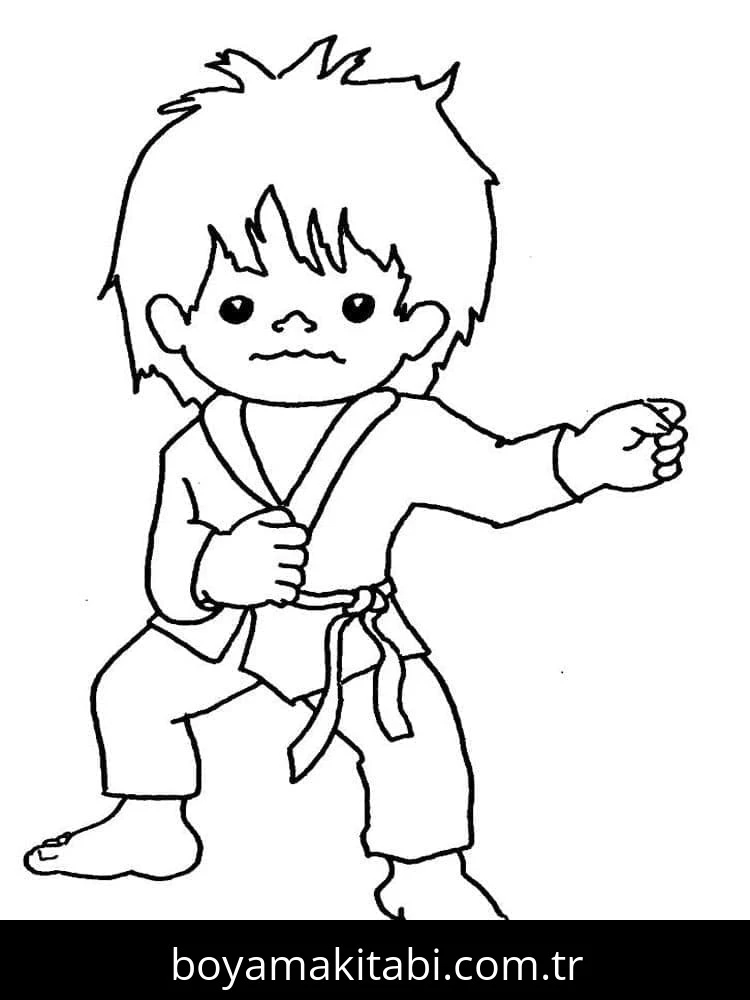 Karate boyama sayfası – PDF indir, sevimli karakter