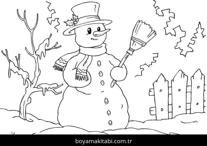 Kardan Adam boyama sayfası #137 – basit çizim, yaz tatili etkinliği