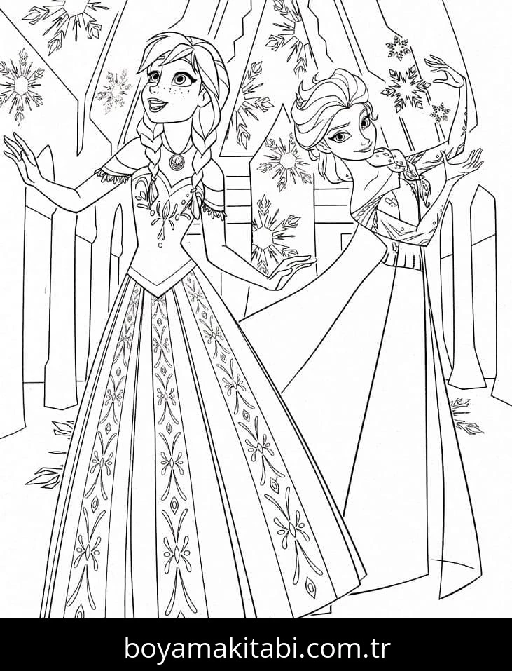 Frozen (Karlar Ülkesi) boyama sayfası – keyifli zaman, renkli çizimler