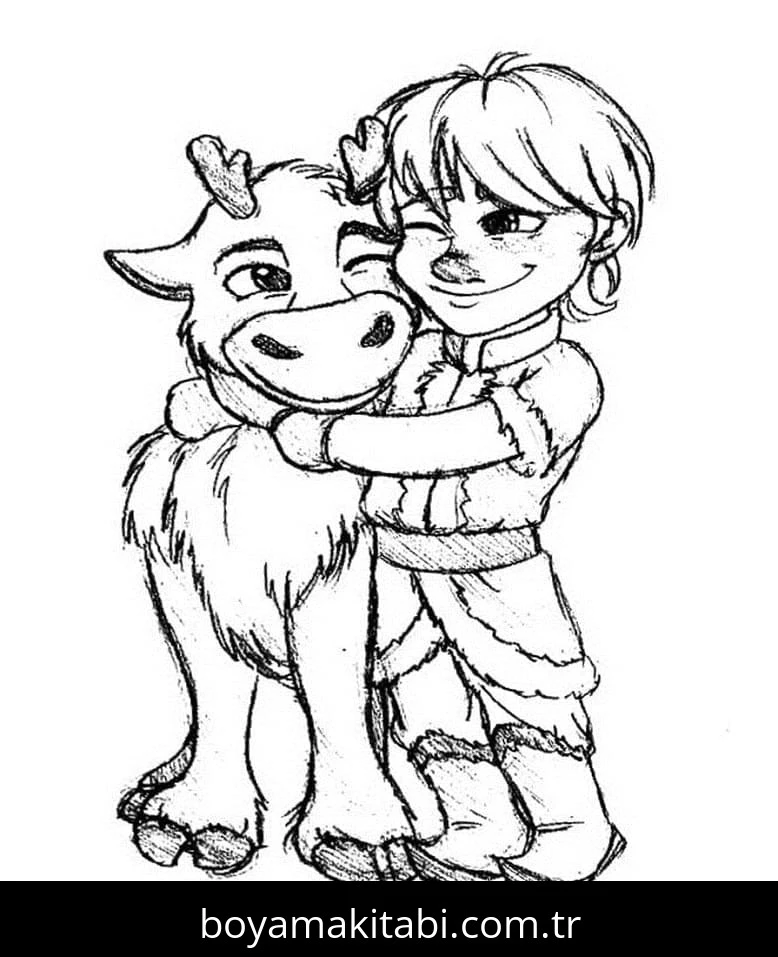 Frozen (Karlar Ülkesi) boyama sayfası – sevimli karakter, sanatsal çalışma