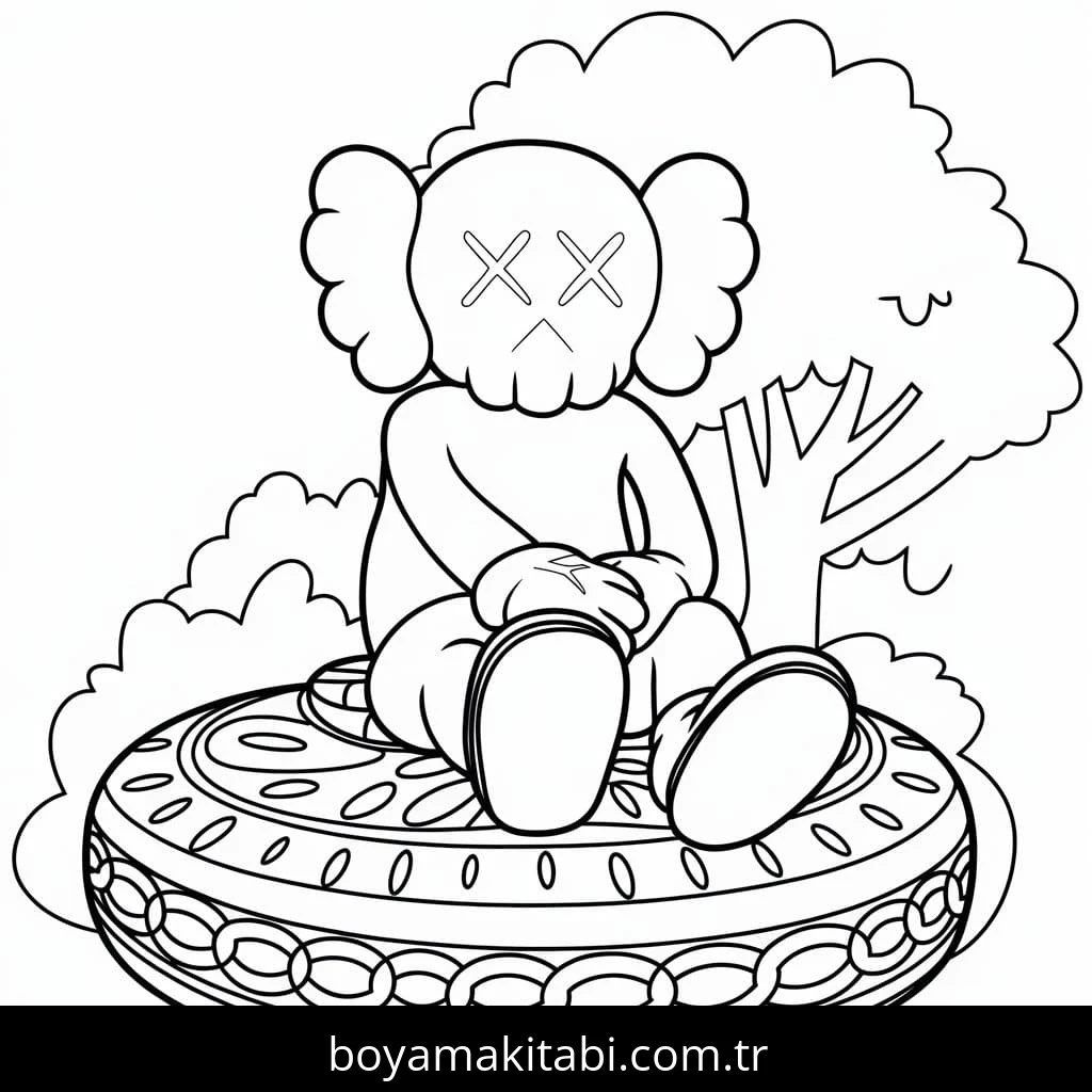 Kaws boyama sayfası – sevimli karakter, sanatsal çalışma