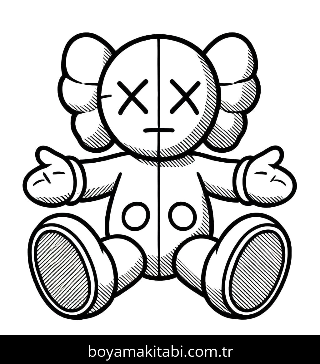 Kaws boyama sayfası – çocuk aktivitesi, PDF indir