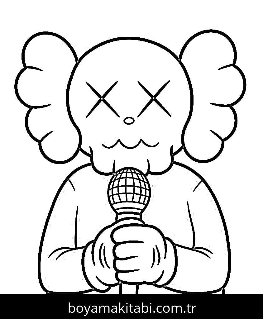Kaws boyama sayfası – basit çizim, kolay boyama