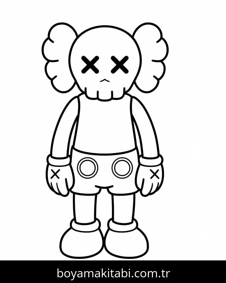 Kaws boyama sayfası – PDF indir, sevimli karakter
