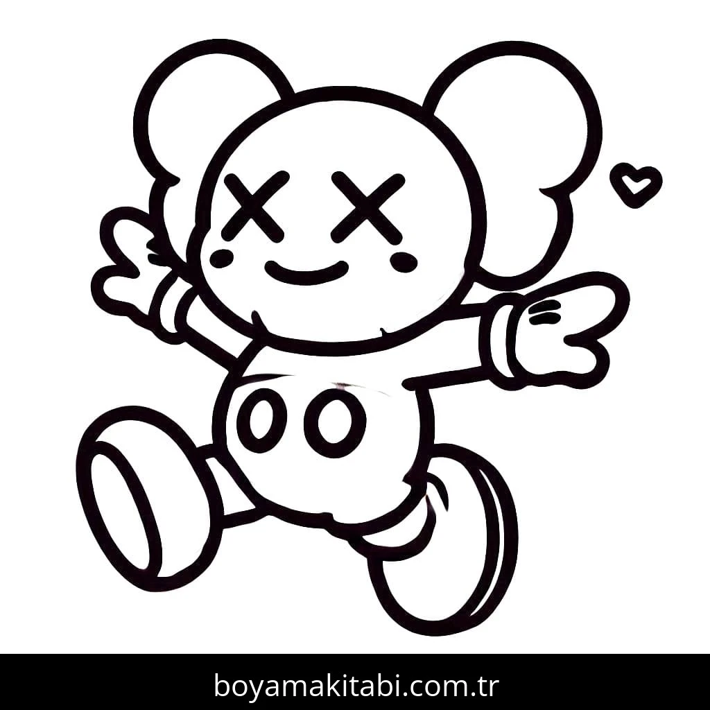 Kaws boyama sayfası – kolay boyama, eğitici aktivite