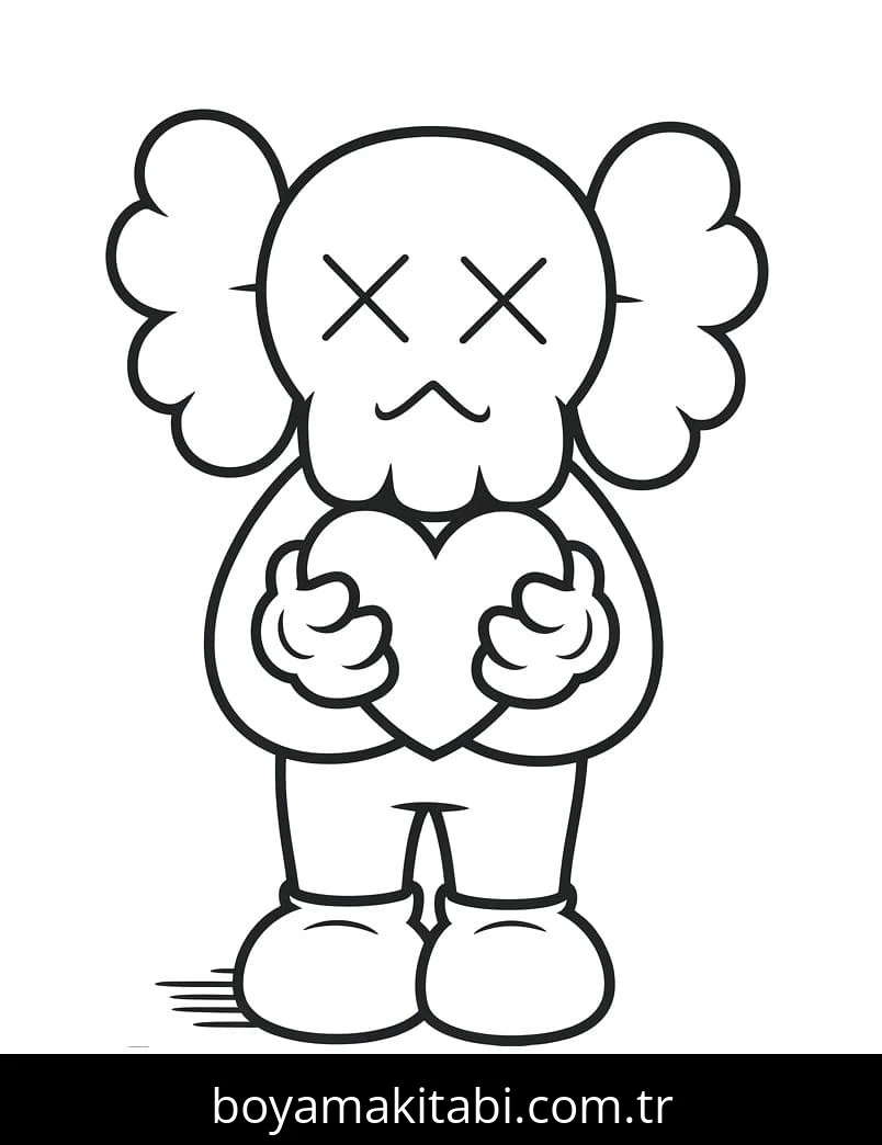 Kaws boyama sayfası – keyifli zaman, renkli çizimler