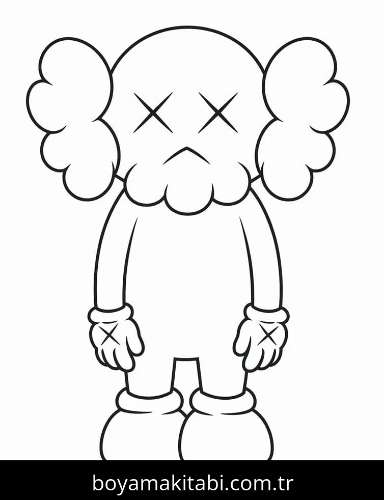 Kaws boyama sayfası – sanatsal çalışma, çocuklar için