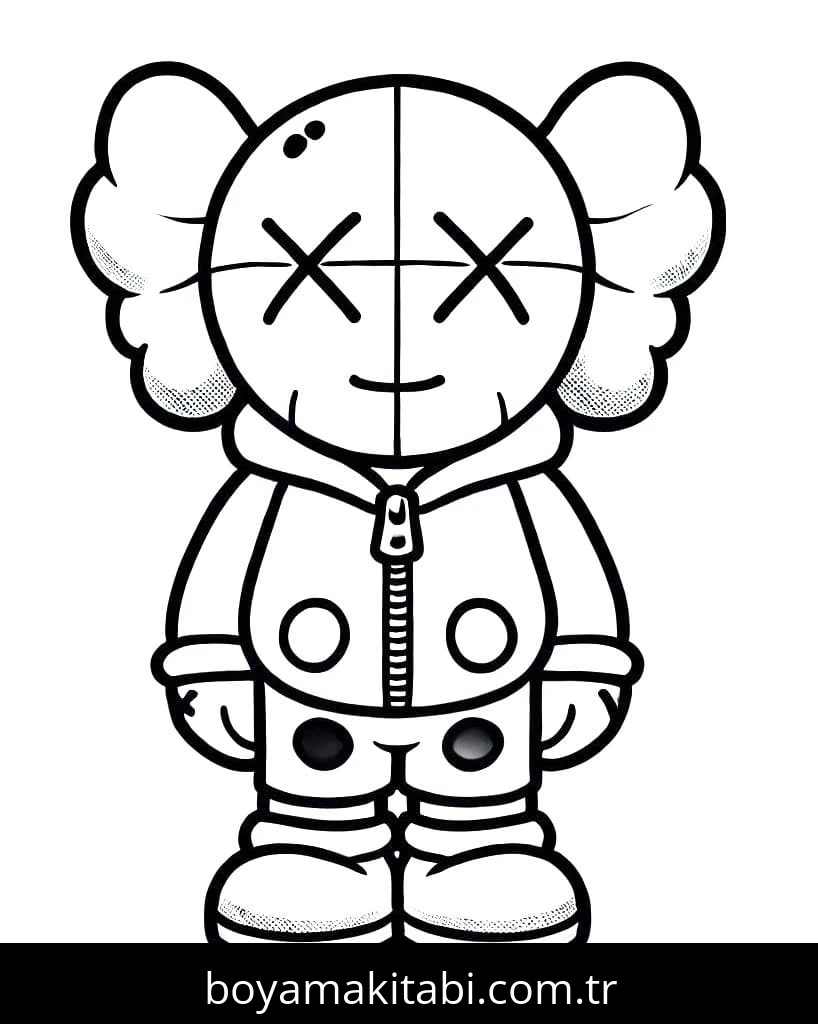 Kaws boyama sayfası – basit çizim, kolay boyama