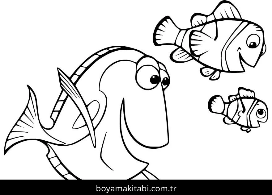 Kayıp Balık Nemo boyama sayfası – çocuk aktivitesi, PDF indir