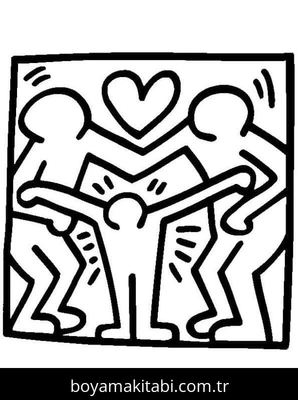 Keith Haring boyama sayfası – boyama çalışması, yaratıcılığı geliştirir