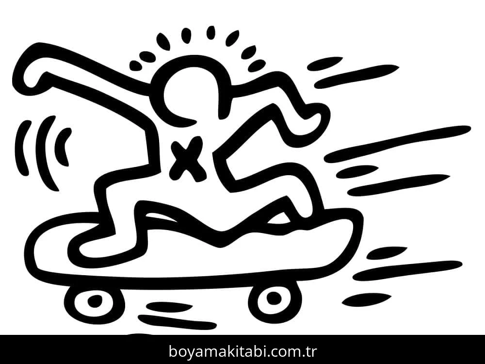 Keith Haring boyama sayfası – renkli çizimler, okul öncesi