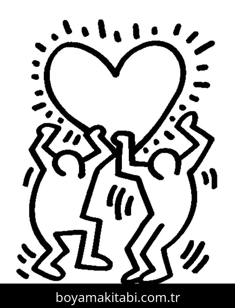 Keith Haring boyama sayfası – kolay boyama, eğitici aktivite