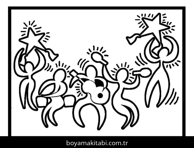 Keith Haring boyama sayfası – okul öncesi, evde etkinlik