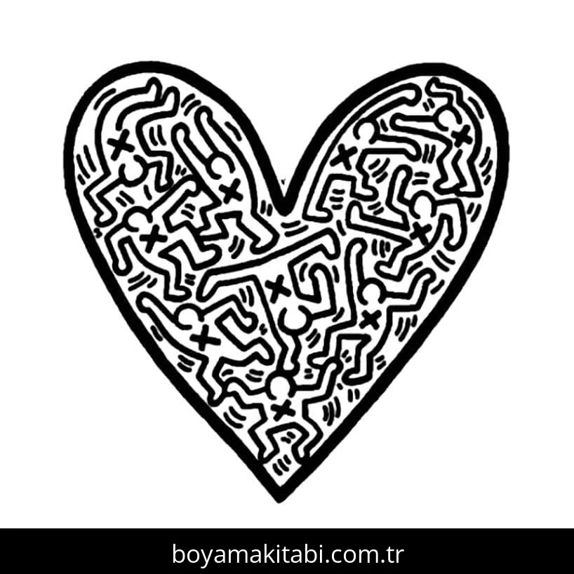 Keith Haring boyama sayfası – boyama etkinliği, çocuk aktivitesi