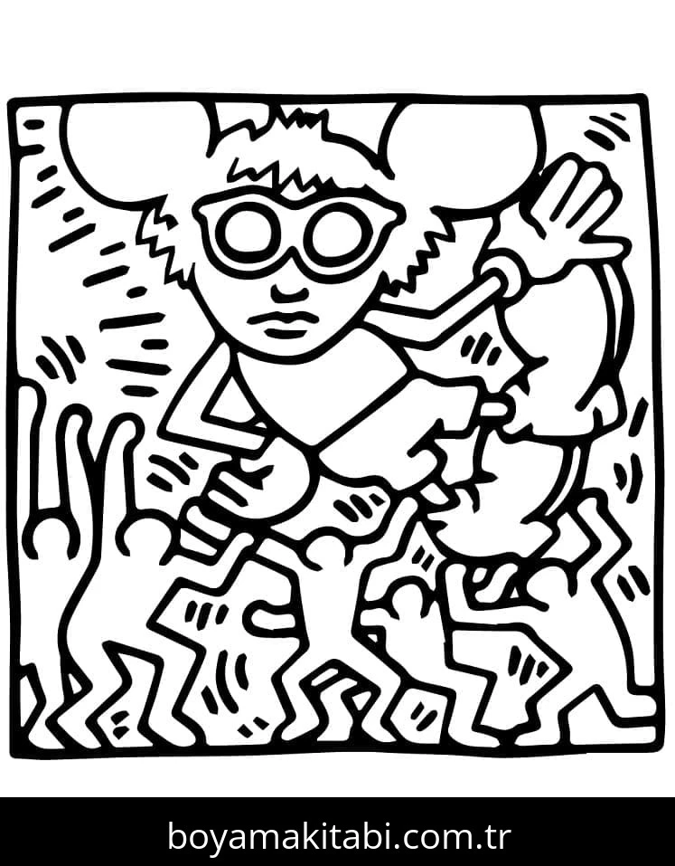 Keith Haring boyama sayfası – eğitici aktivite, yaratıcılık