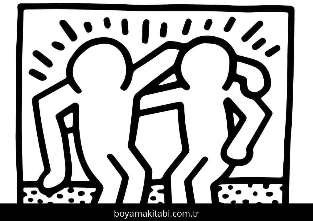 Keith Haring boyama sayfası – el becerilerini geliştirir, boyama çalışması