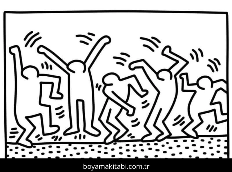 Keith Haring boyama sayfası – evde etkinlik, ücretsiz yazdır