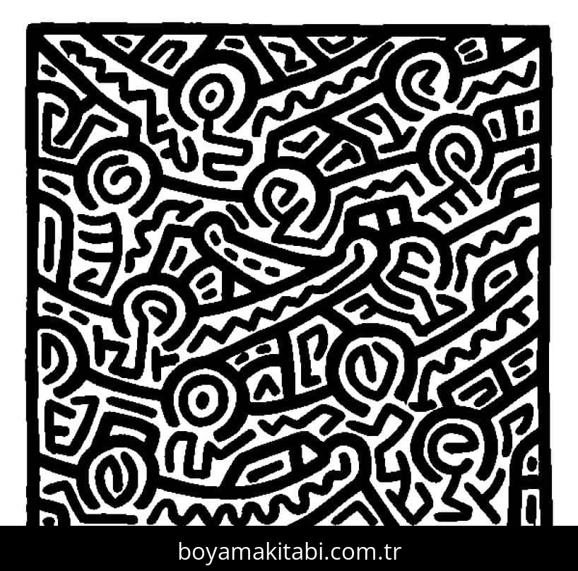 Keith Haring boyama sayfası – yaratıcılık, eğlenceli etkinlik
