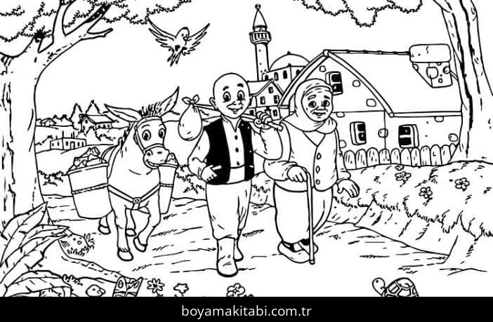 Keloğlan Masalları boyama sayfası – renkli çizimler, okul öncesi