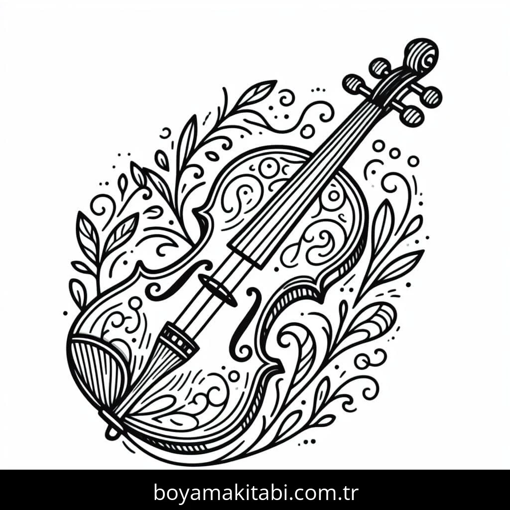 Keman boyama sayfası – yaratıcılığı geliştirir, keyifli zaman