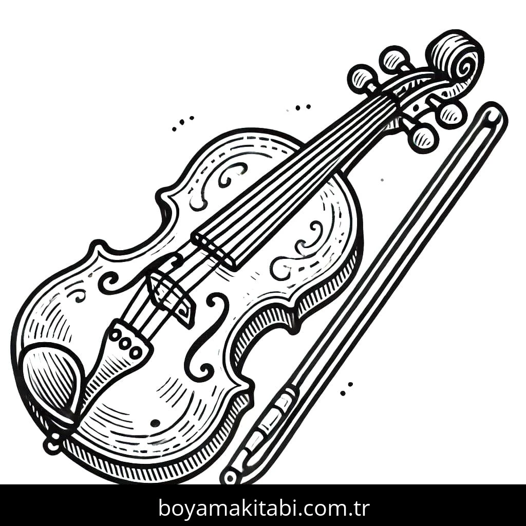 Keman boyama sayfası – boyama etkinliği, çocuk aktivitesi