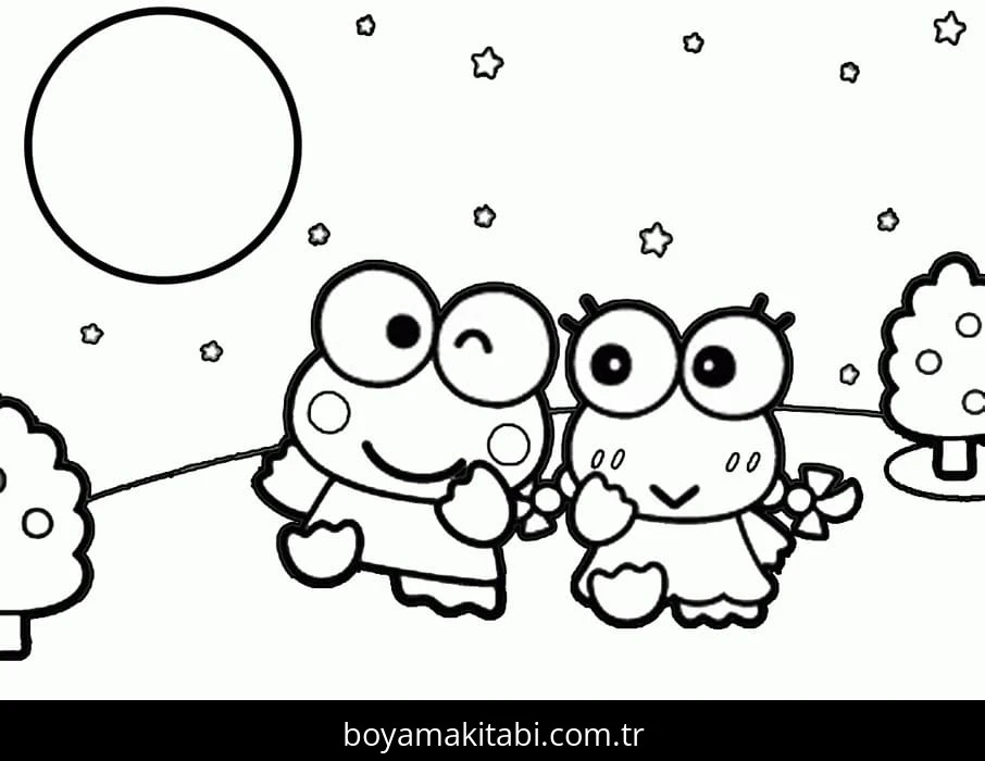 Keroppi boyama sayfası – çocuklar için, çizgi film temalı