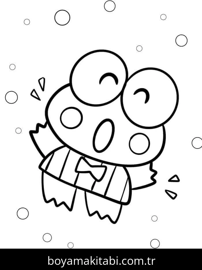 Keroppi boyama sayfası – çocuk aktivitesi, PDF indir