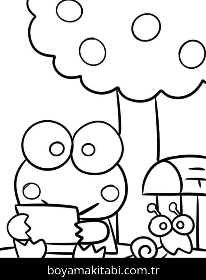 Keroppi boyama sayfası – renkli çizimler, okul öncesi