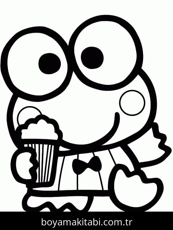 Keroppi boyama sayfası – eğlenceli etkinlik, el becerilerini geliştirir
