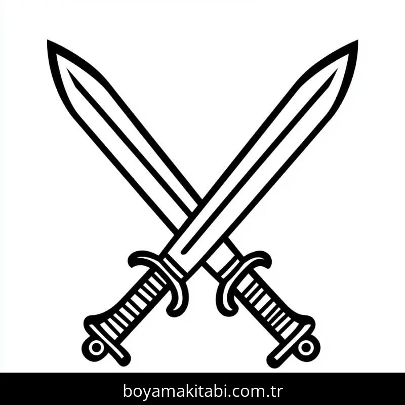 Kılıç boyama sayfası #77 – A4 baskıya uygun, ücretsiz yazdır