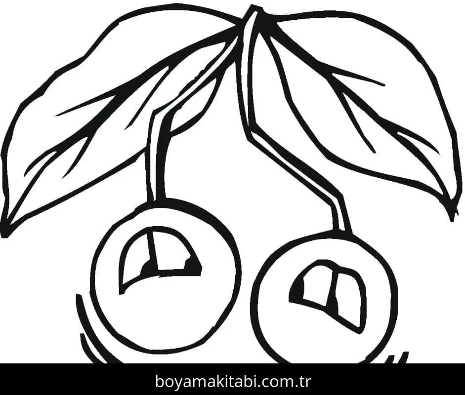 Kiraz boyama sayfası – basit çizim, kolay boyama