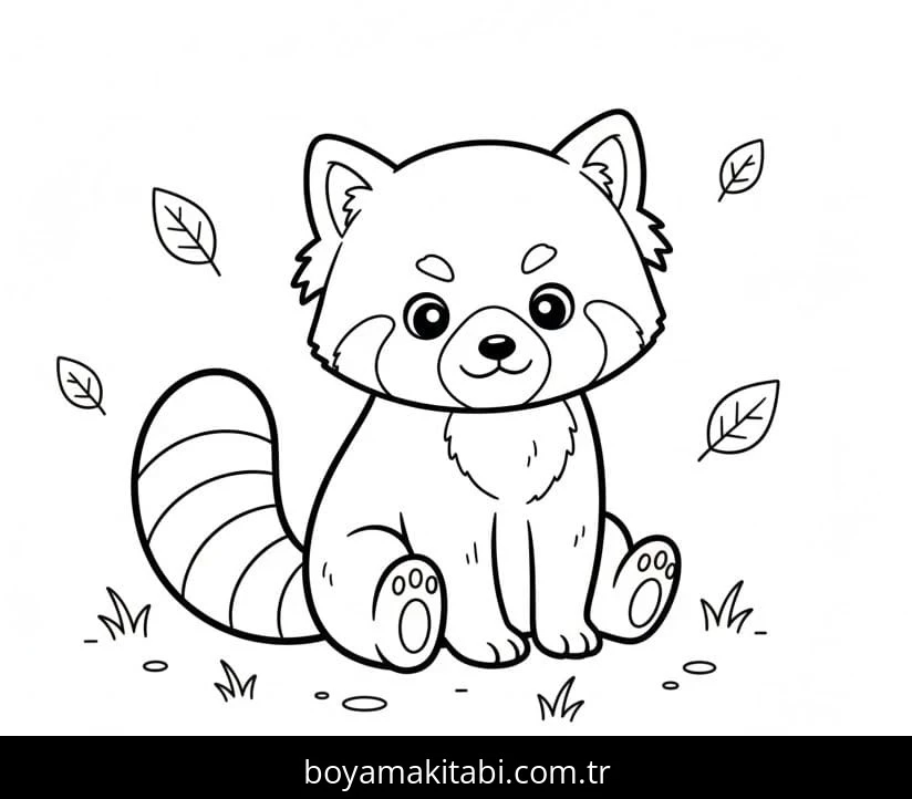 Kırmızı Panda boyama sayfası – çocuklar için, çizgi film temalı