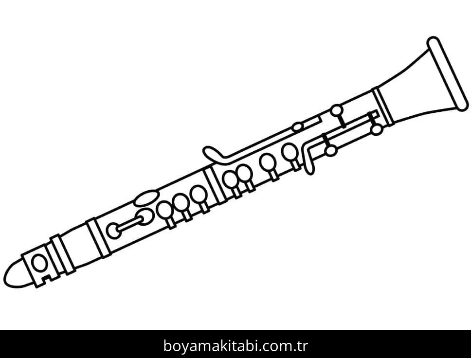 Klarnet boyama sayfası – çizgi film temalı, basit çizim