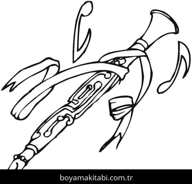 Klarnet boyama sayfası – kolay boyama, eğitici aktivite