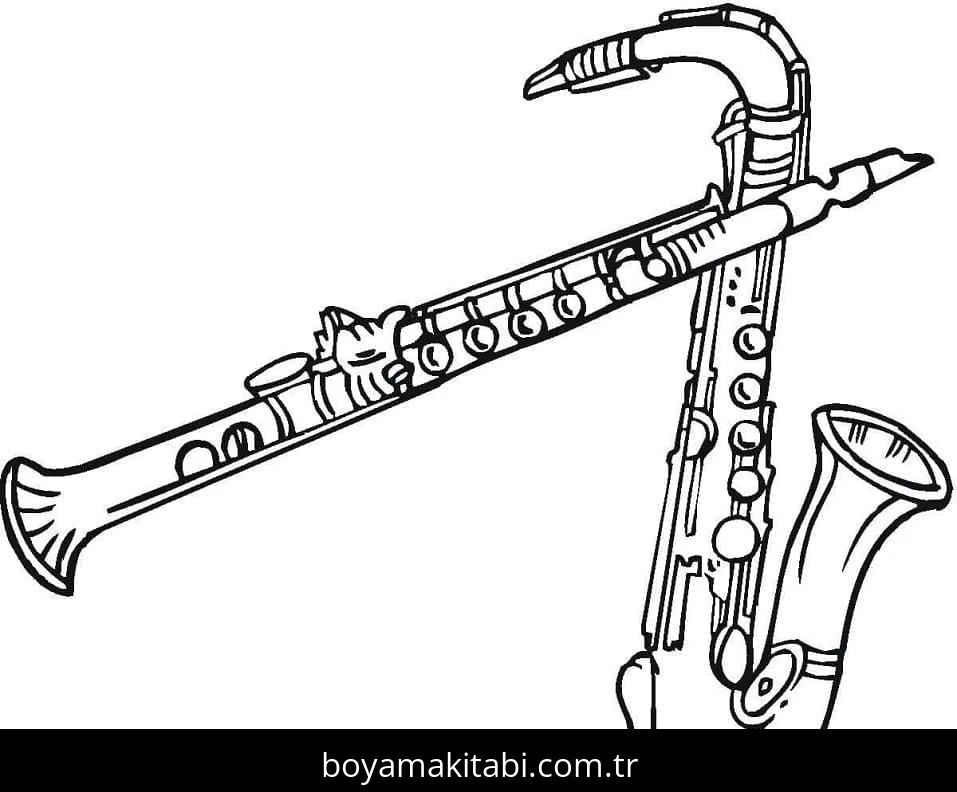 Klarnet boyama sayfası – eğlenceli etkinlik, el becerilerini geliştirir