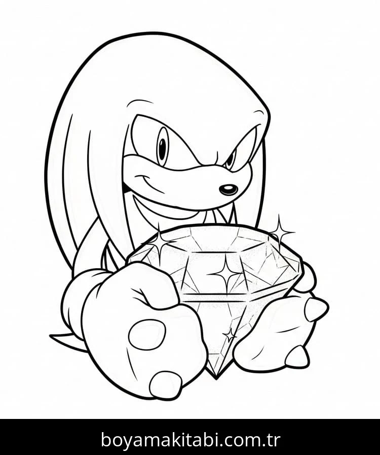 Knuckles boyama sayfası – çizgi film temalı, basit çizim