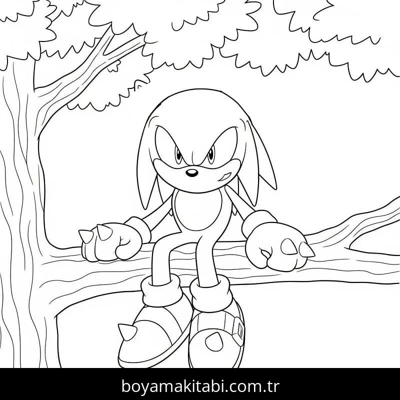 Knuckles boyama sayfası – çocuk aktivitesi, PDF indir