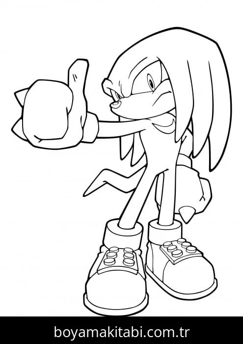 Knuckles boyama sayfası – renkli çizimler, okul öncesi