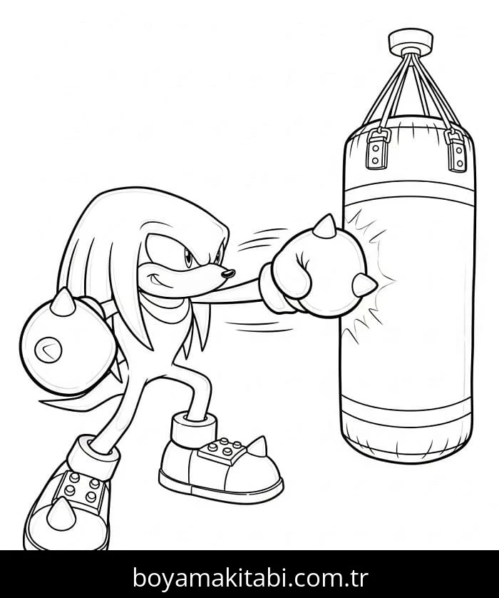 Knuckles boyama sayfası – PDF indir, sevimli karakter