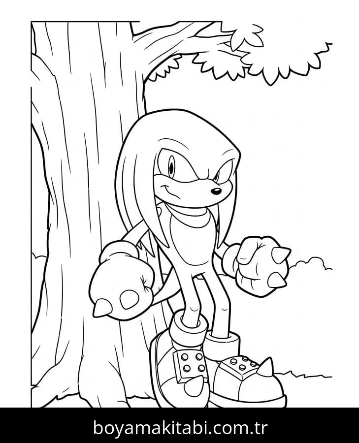 Knuckles boyama sayfası – çocuklar için, çizgi film temalı