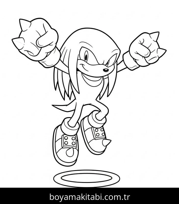 Knuckles boyama sayfası – çizgi film temalı, basit çizim