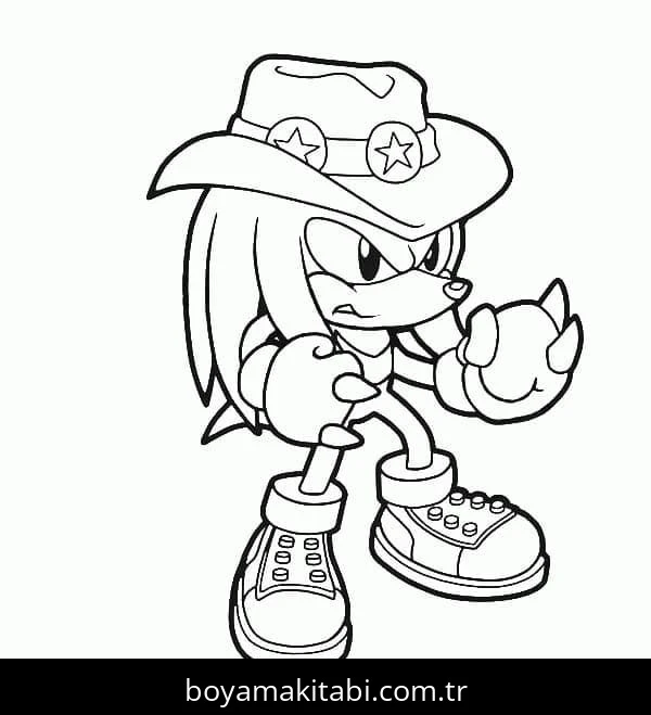 Knuckles boyama sayfası – renkli çizimler, okul öncesi