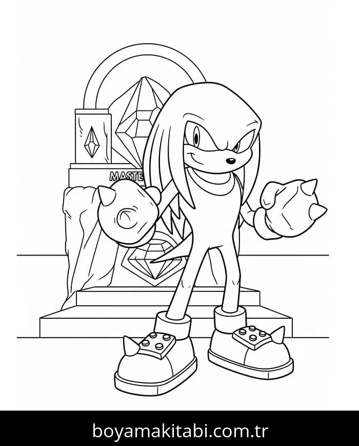 Knuckles boyama sayfası – çocuklar için, çizgi film temalı