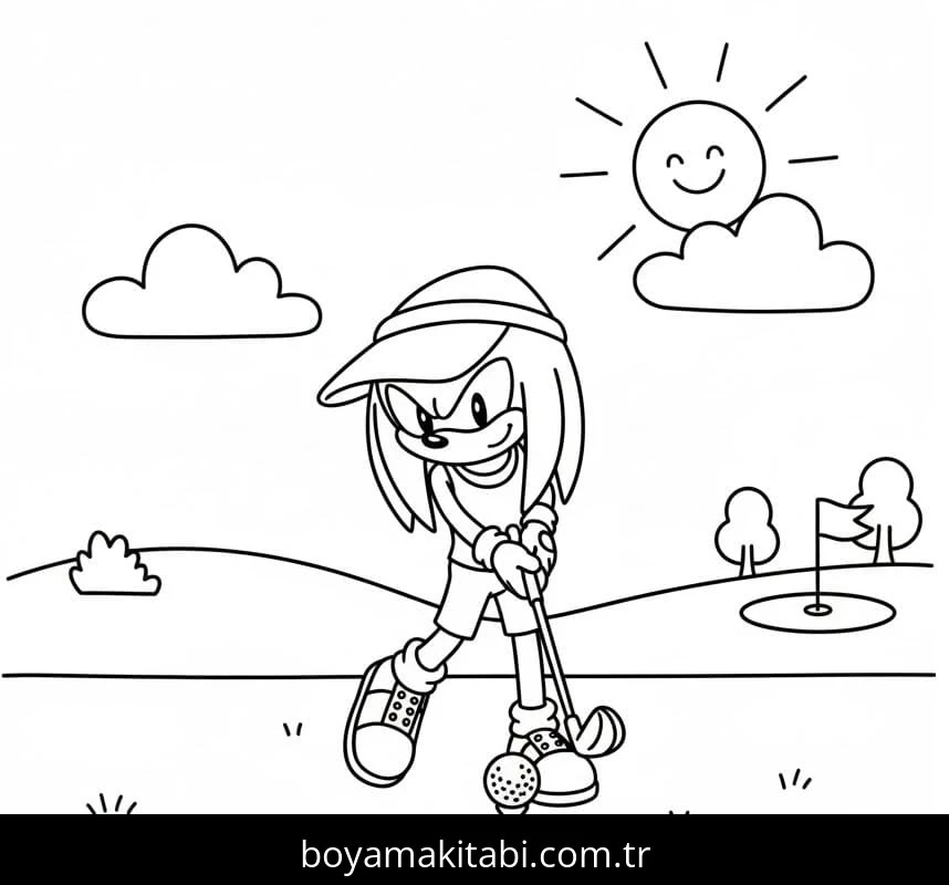 Knuckles boyama sayfası – çocuk aktivitesi, PDF indir
