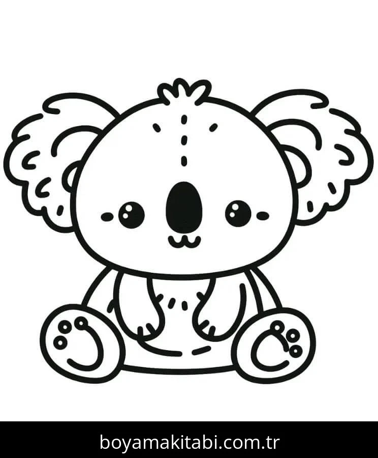 Koala boyama sayfası – sevimli karakter, sanatsal çalışma