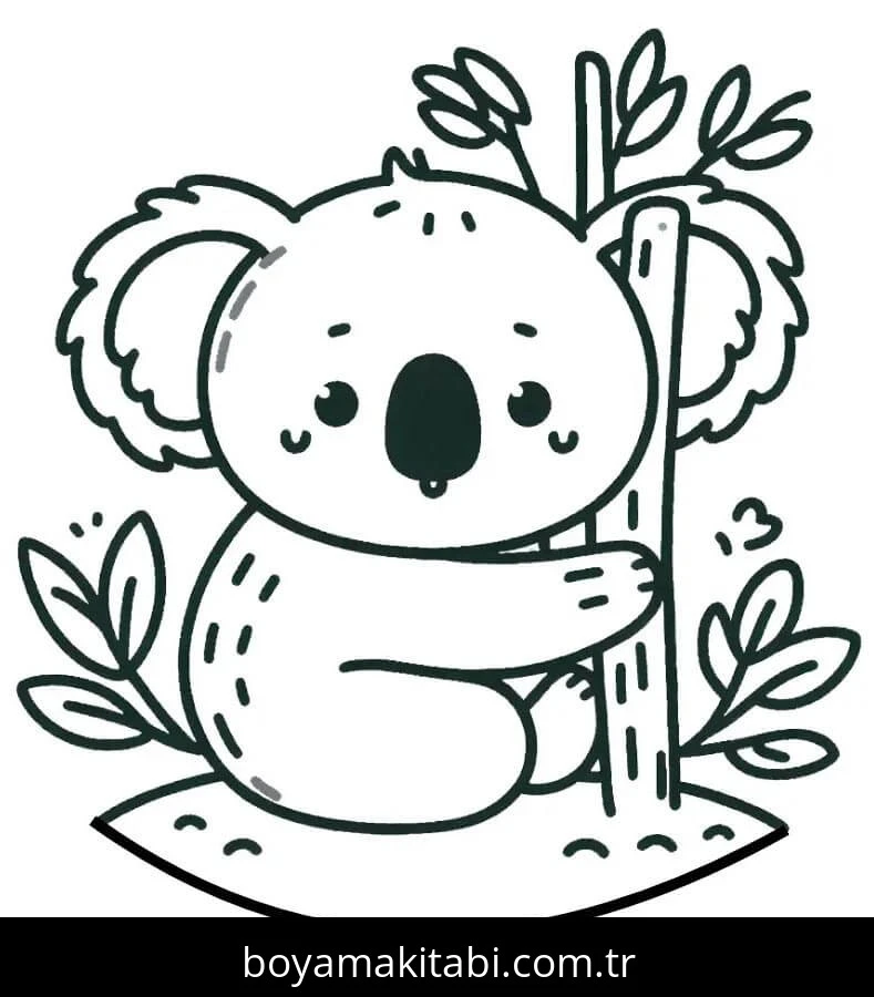 Koala boyama sayfası – eğlenceli etkinlik, el becerilerini geliştirir