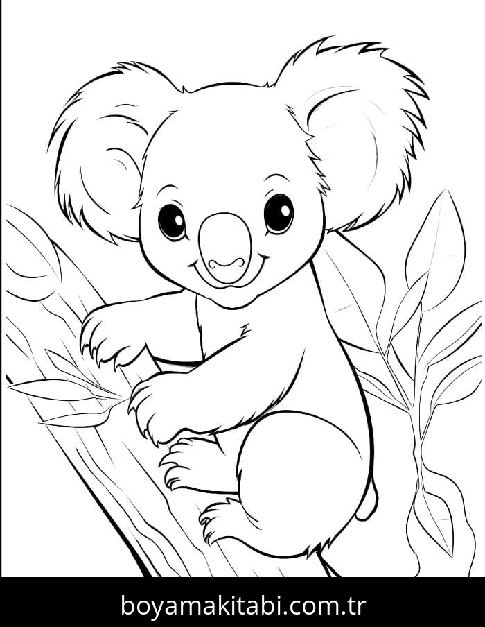 Koala boyama sayfası – el becerilerini geliştirir, boyama çalışması