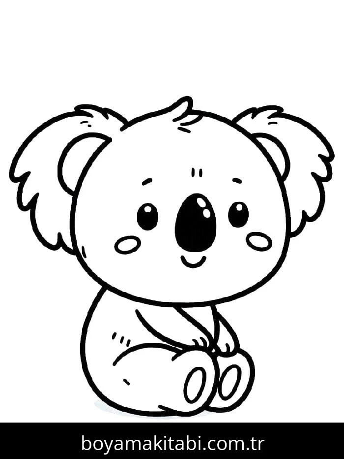 Koala boyama sayfası – evde etkinlik, ücretsiz yazdır