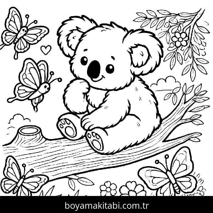 Koala boyama sayfası – sanatsal çalışma, çocuklar için